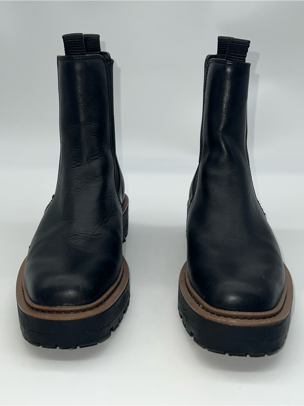 Sam Edelman Women's Black Chelsea Boots w/Brown Welt/Black Lug Outsole-Size 8.5